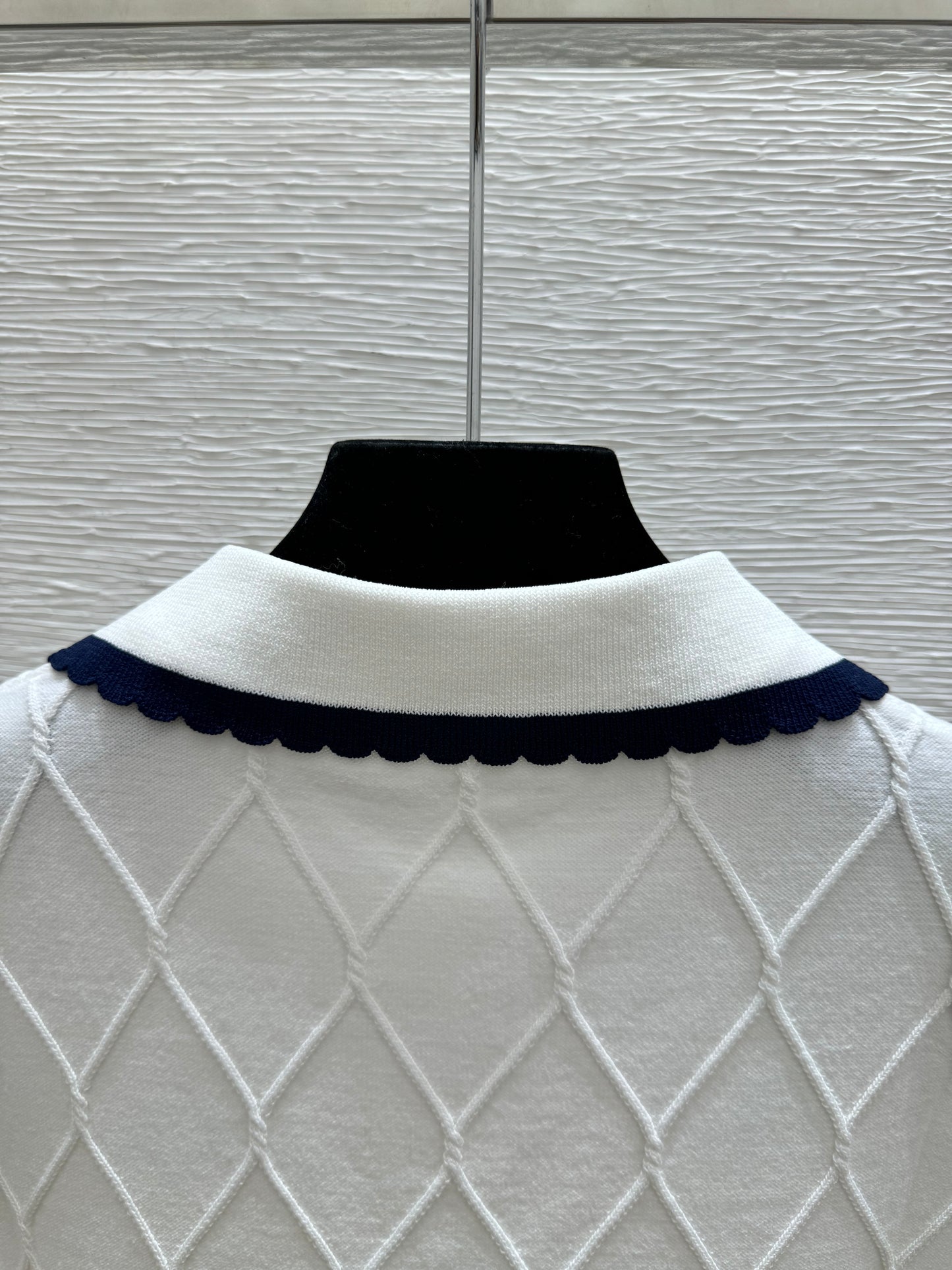 26SS NEW contrasting lapel diamond grid knitted vest