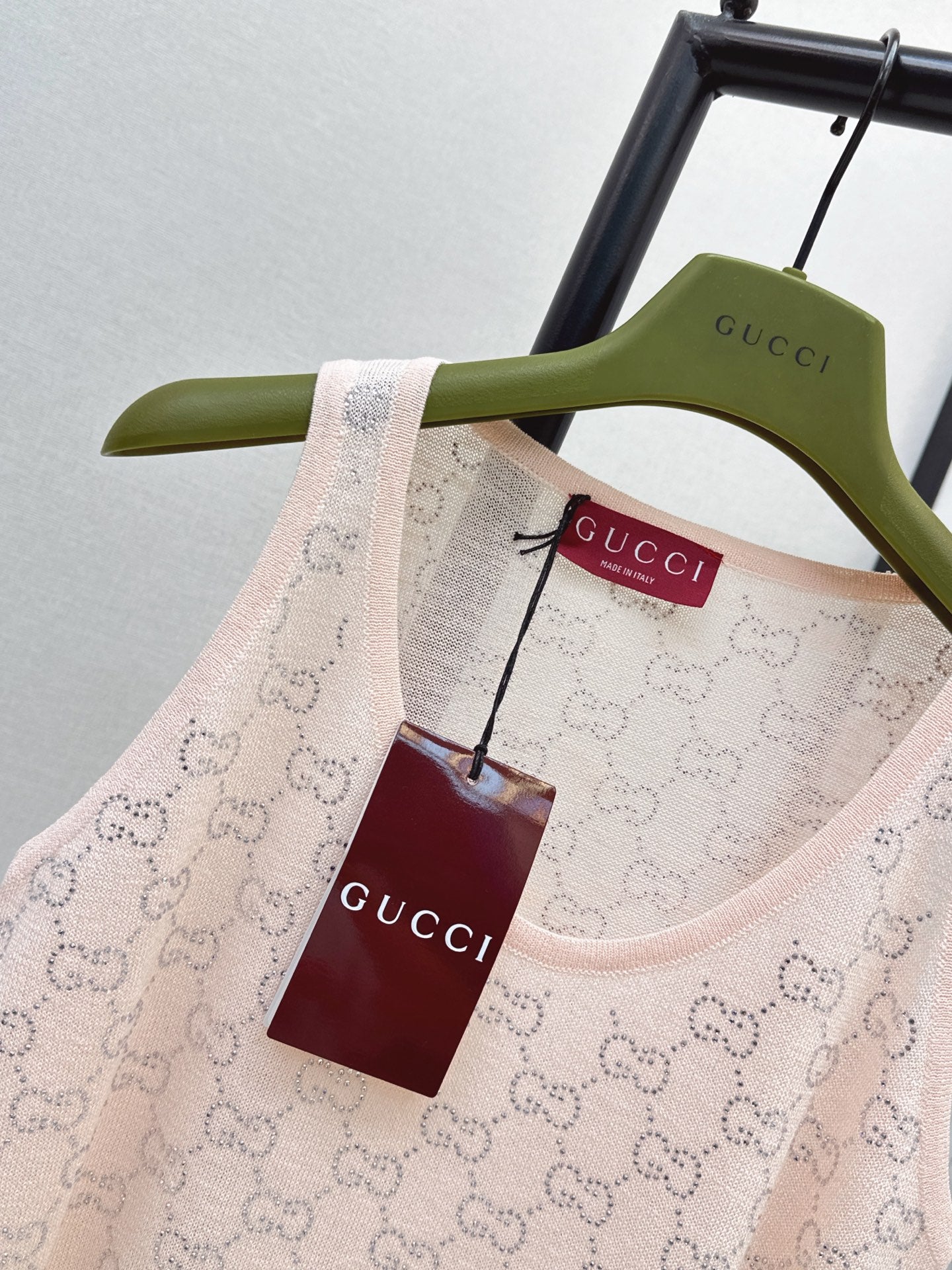 26SS NEW GG Sparkling Luxury Crystal Diamond Knitted Tank Top