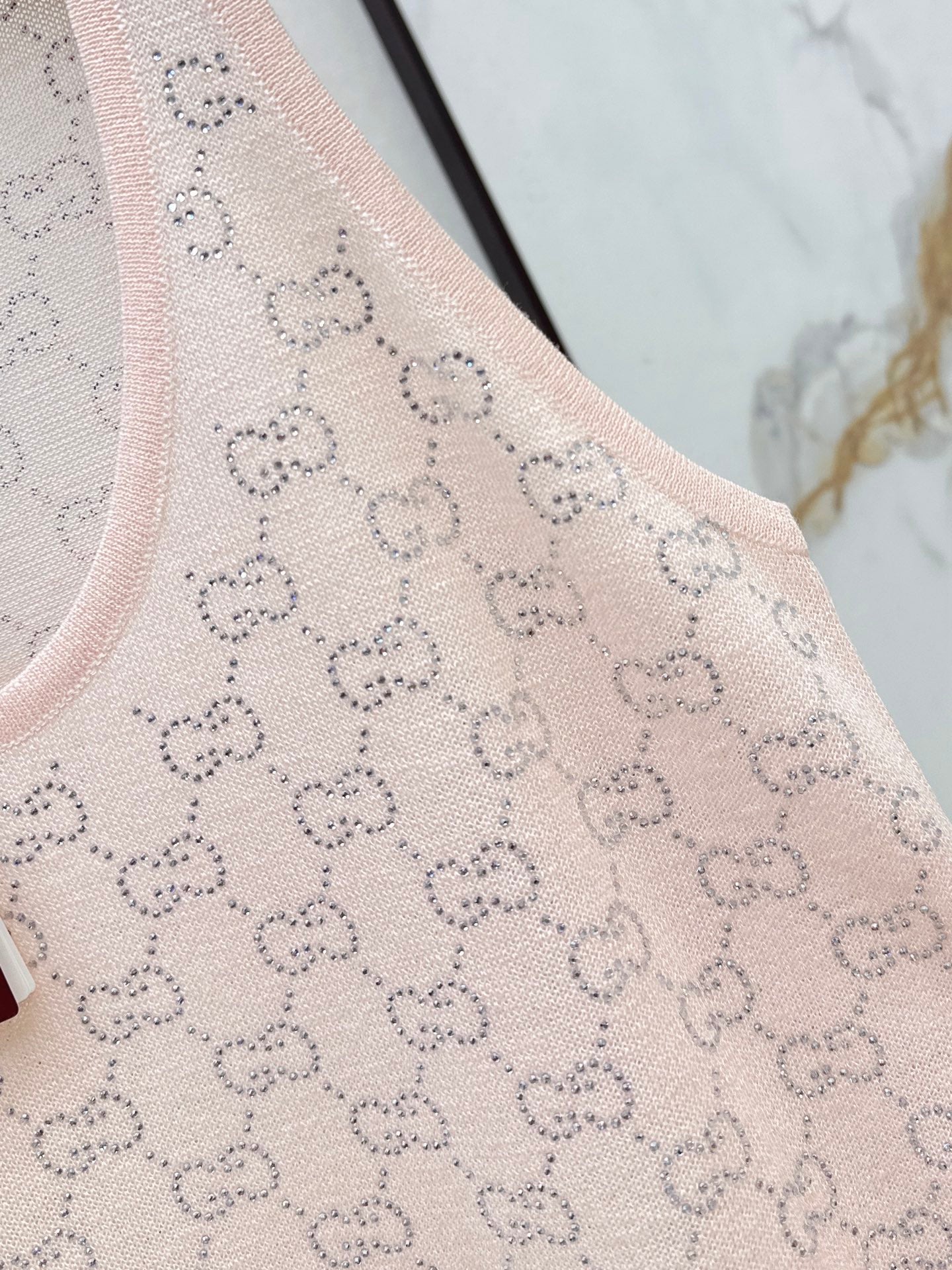 26SS NEW GG Sparkling Luxury Crystal Diamond Knitted Tank Top
