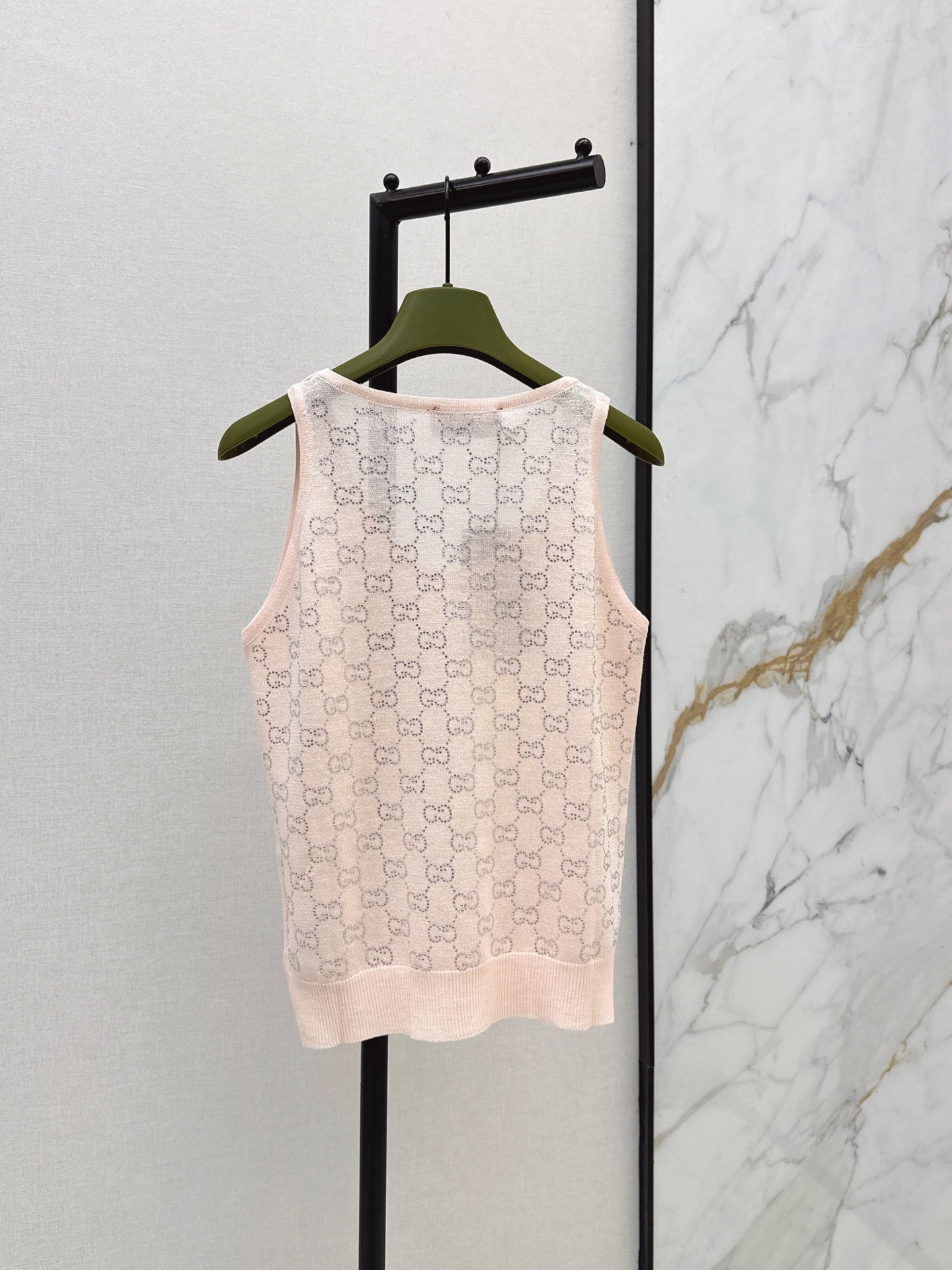 26SS NEW GG Sparkling Luxury Crystal Diamond Knitted Tank Top