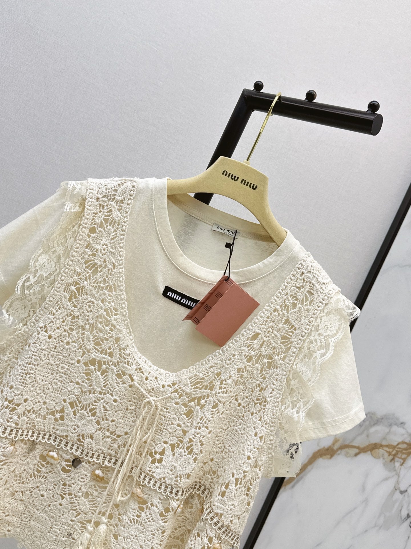 26SS NEW Bohemian style crochet vest two-piece set