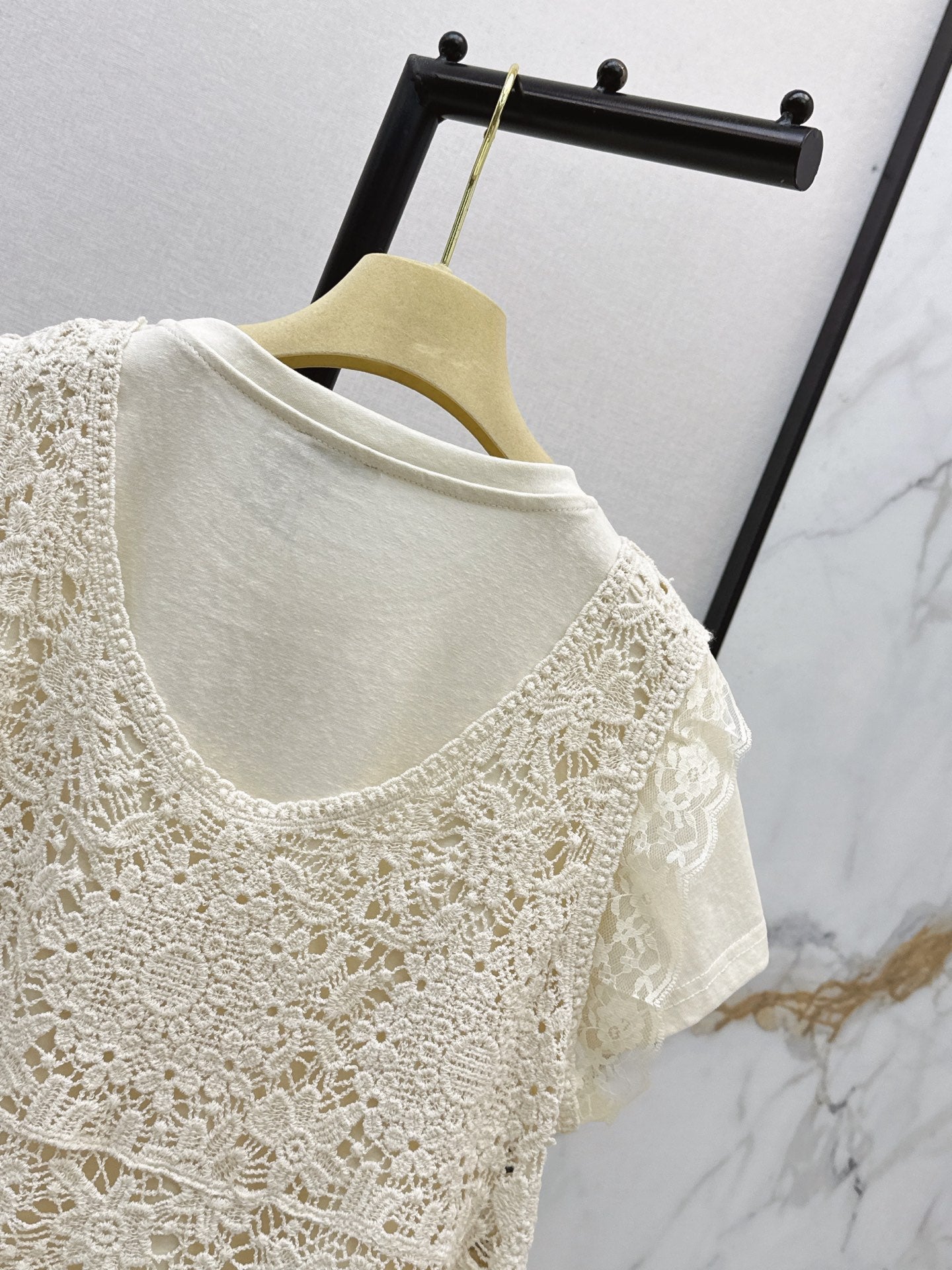 26SS NEW Bohemian style crochet vest two-piece set