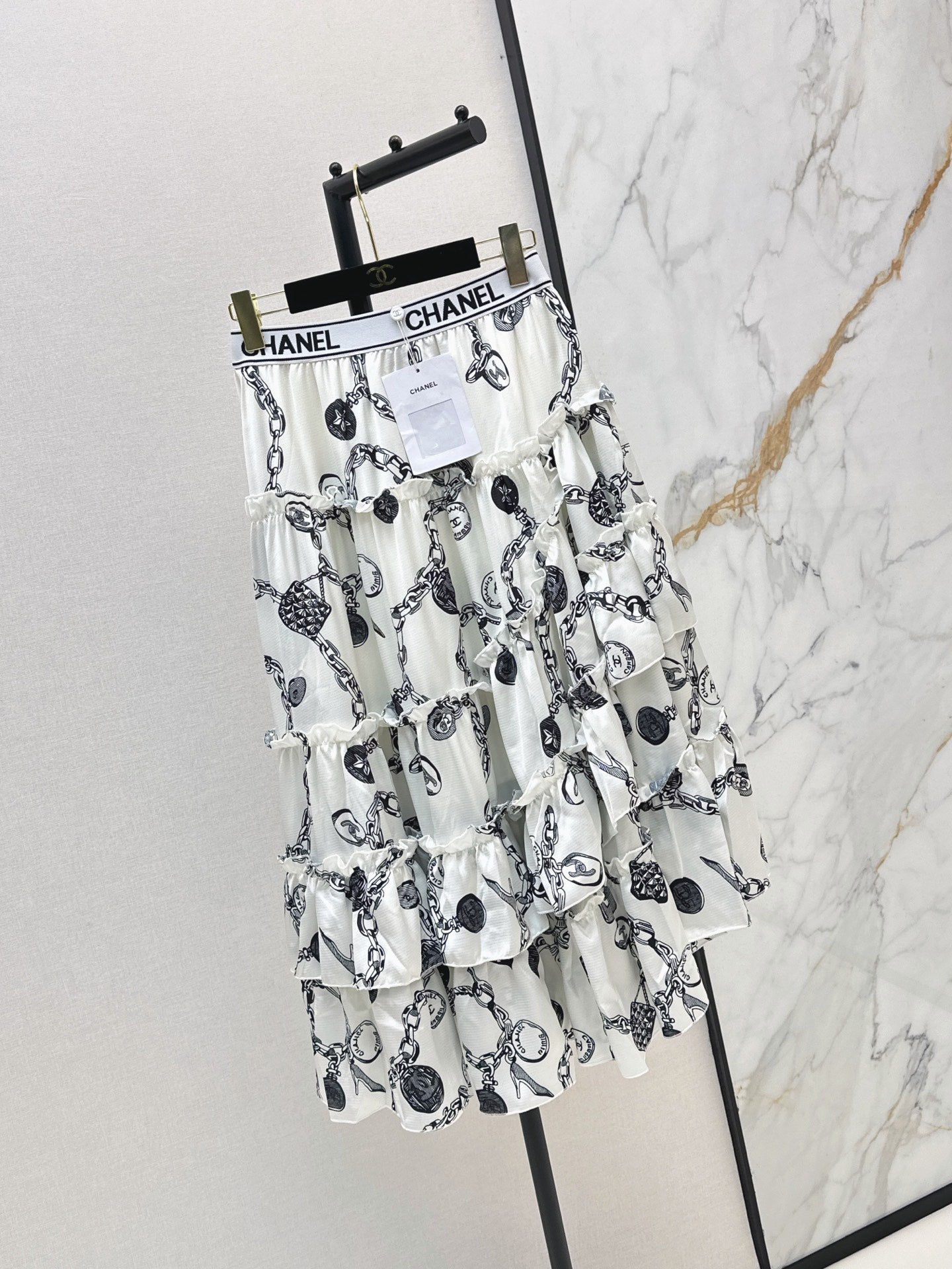 26SS NEW Asymmetrical Print Skirt