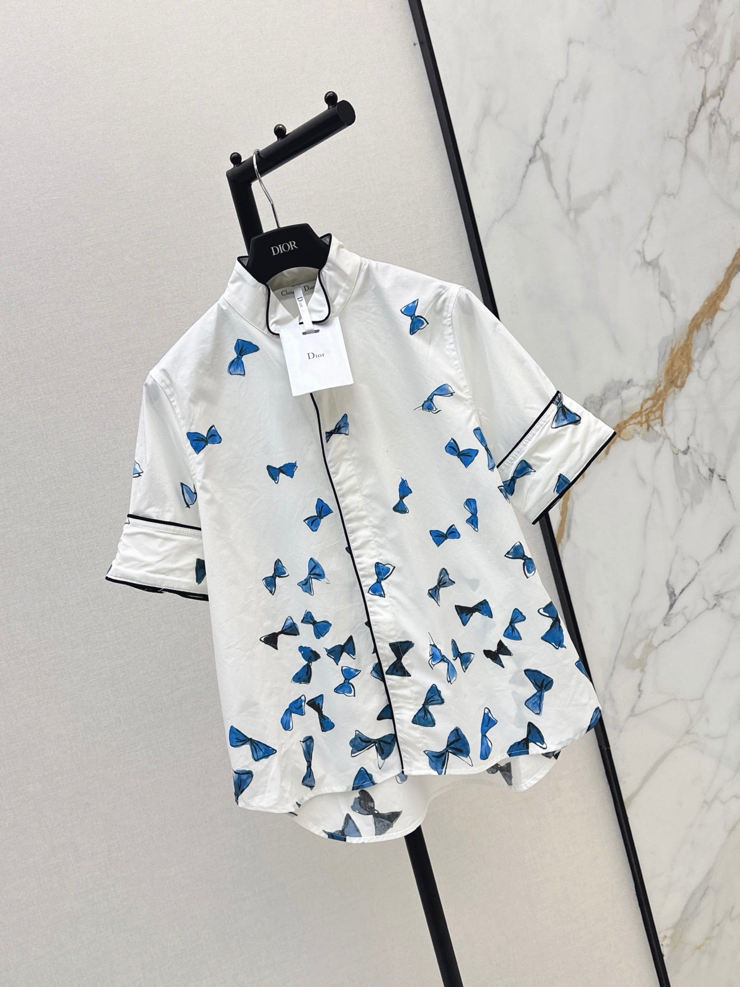 26SS NEW vacation series bow printed short sleeved shirt