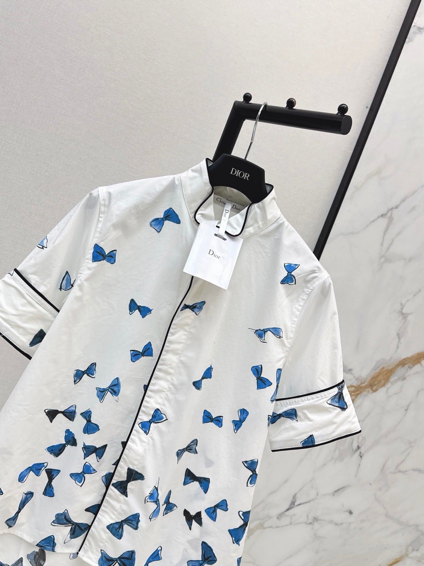 26SS NEW vacation series bow printed short sleeved shirt