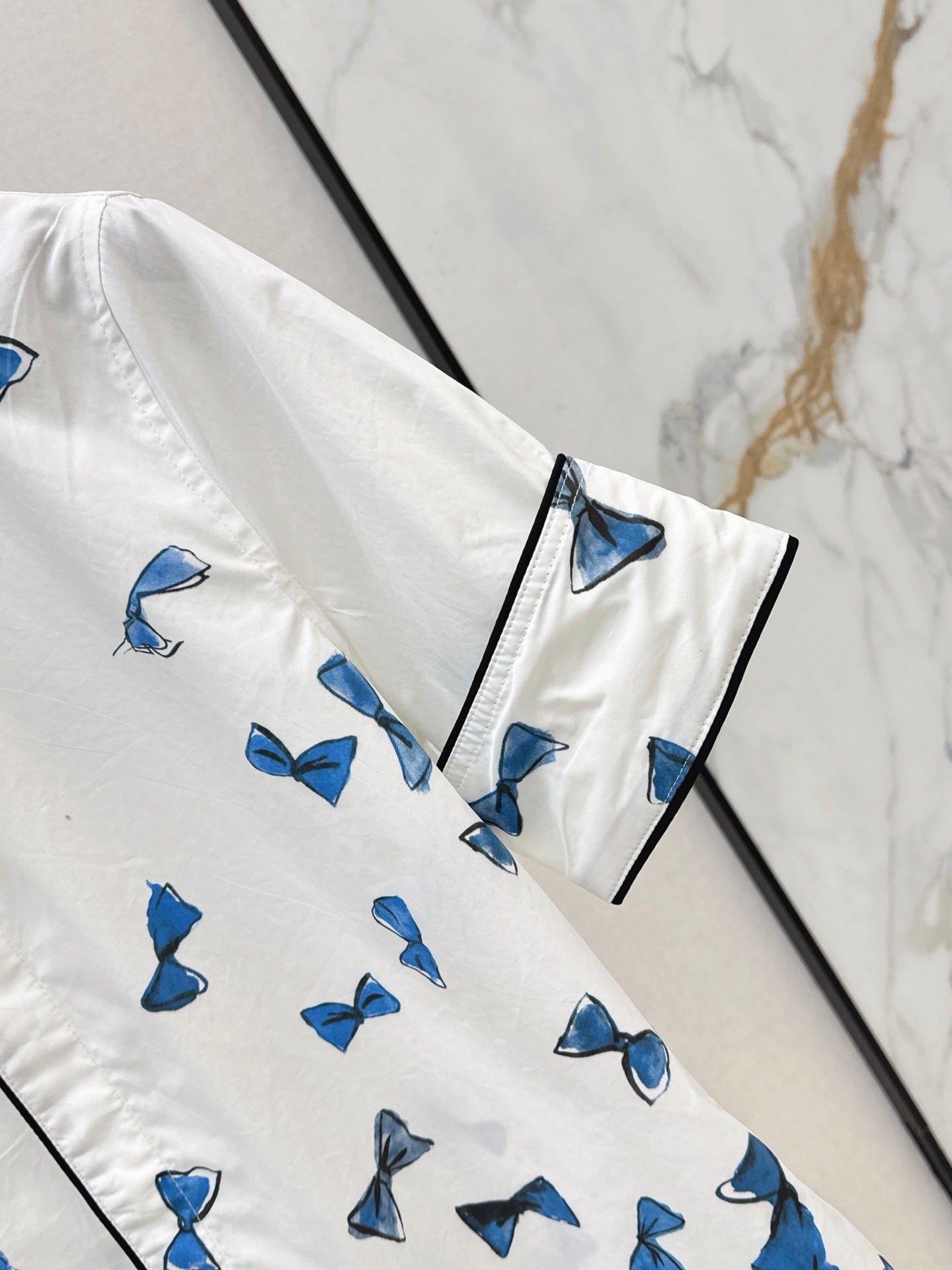 26SS NEW vacation series bow printed short sleeved shirt