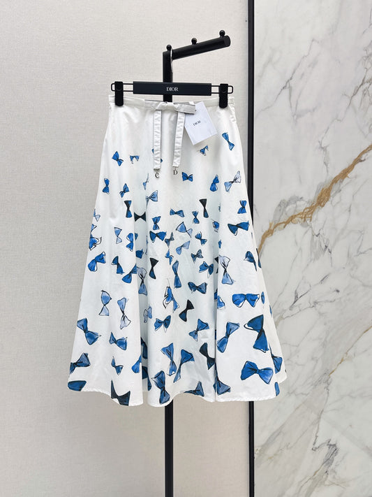 26SS NEW Vacation Series Bow Printed Half Skirt