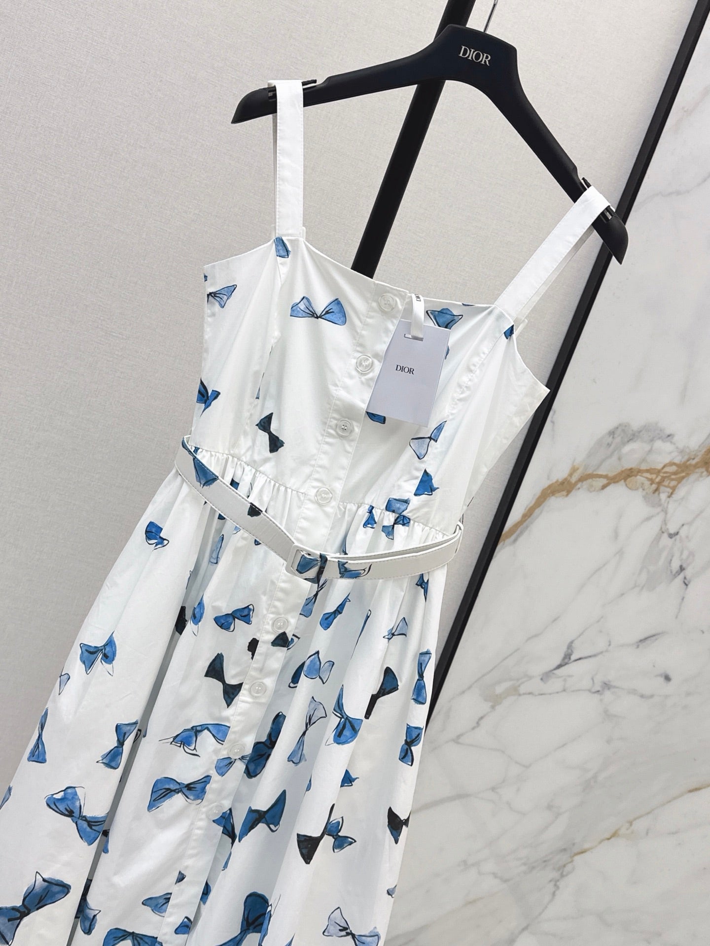 26SS NEW Butterfly Pattern Printed Strap Long Dress