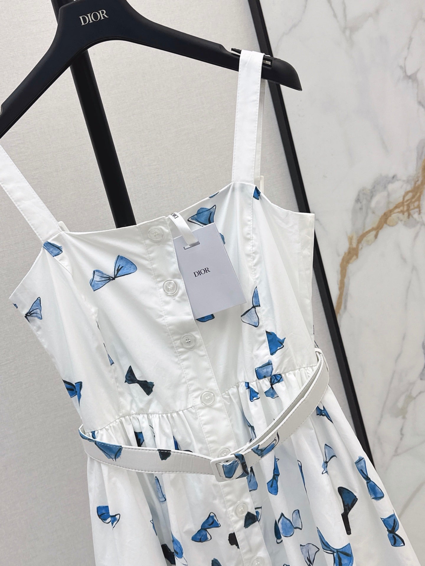 26SS NEW Butterfly Pattern Printed Strap Long Dress