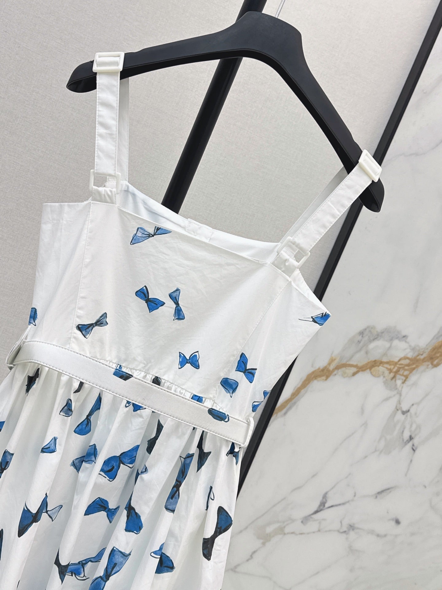 26SS NEW Butterfly Pattern Printed Strap Long Dress