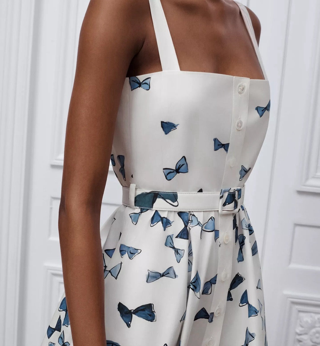 26SS NEW Butterfly Pattern Printed Strap Long Dress