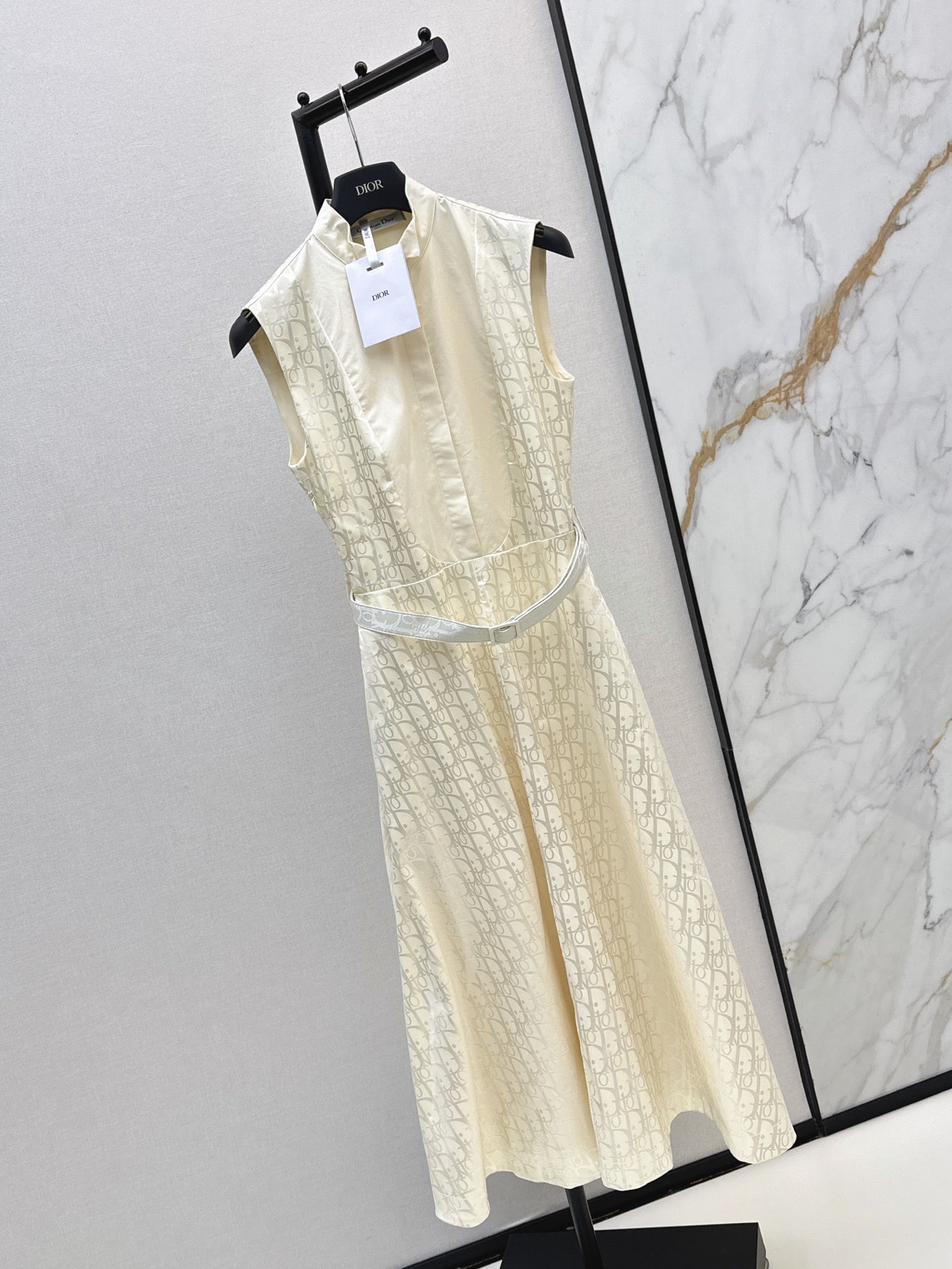 26SS NEW logo jacquard stand up collar long dress