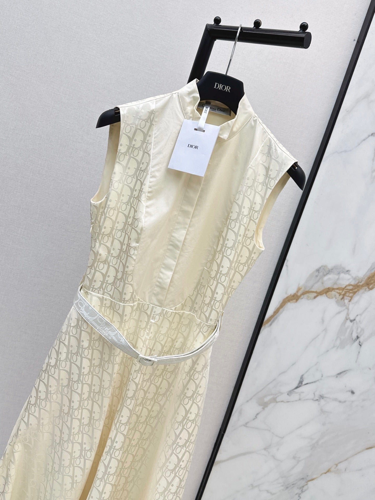 26SS NEW logo jacquard stand up collar long dress