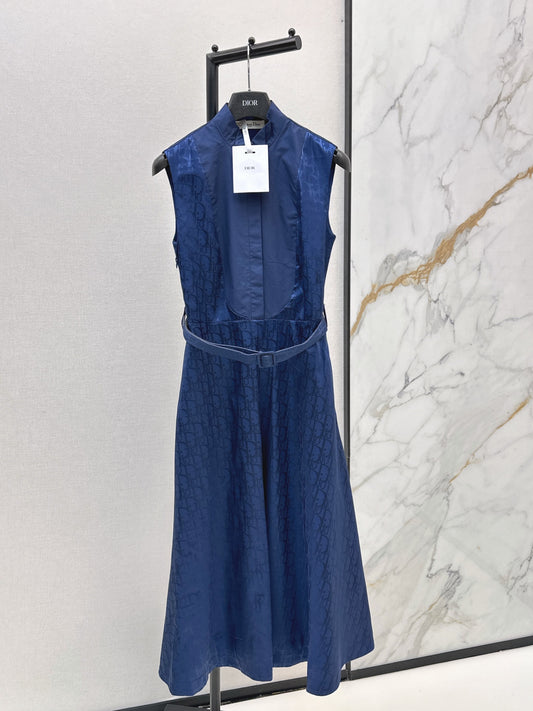 26SS NEW logo jacquard stand up collar long dress