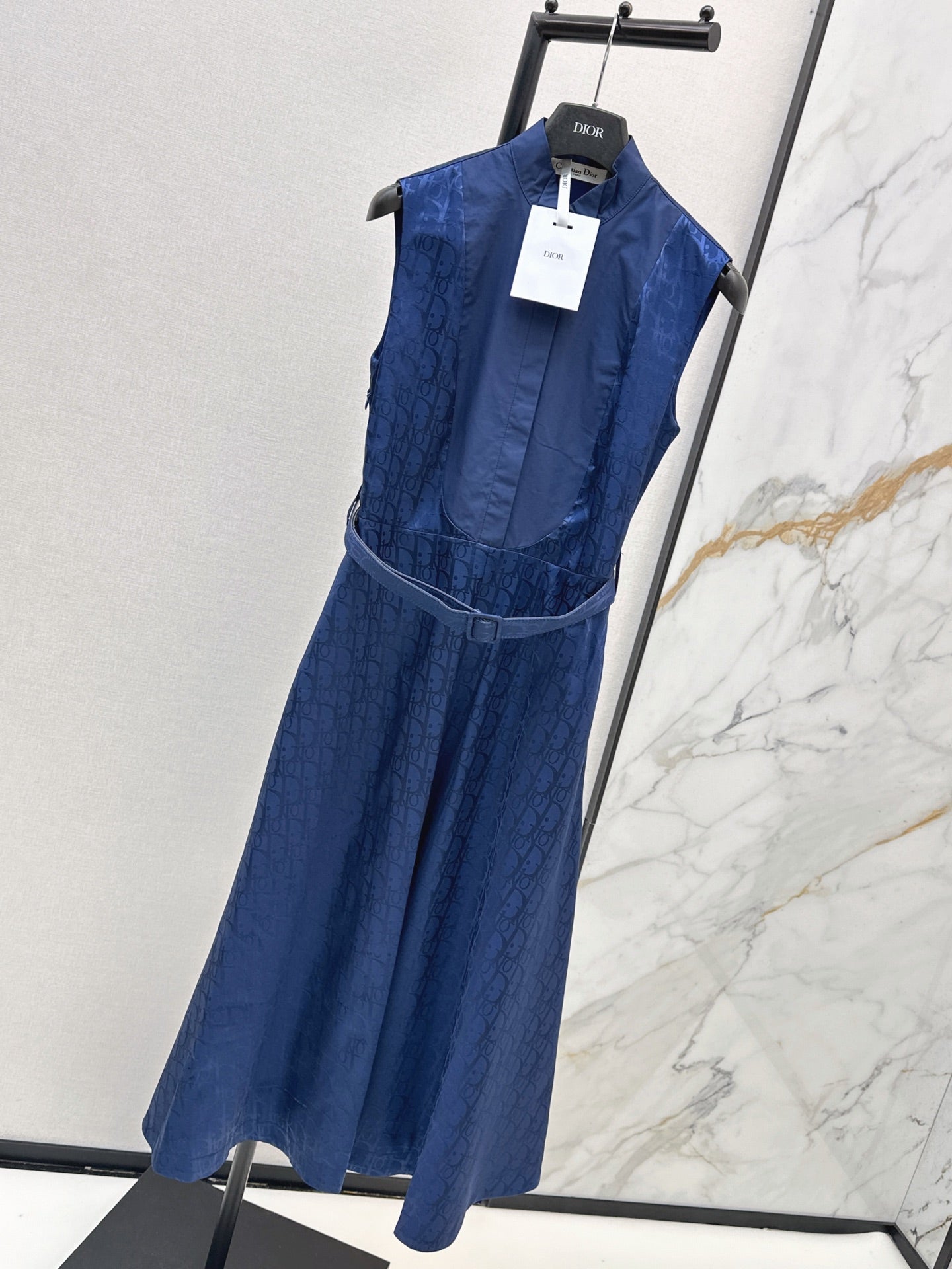 26SS NEW logo jacquard stand up collar long dress