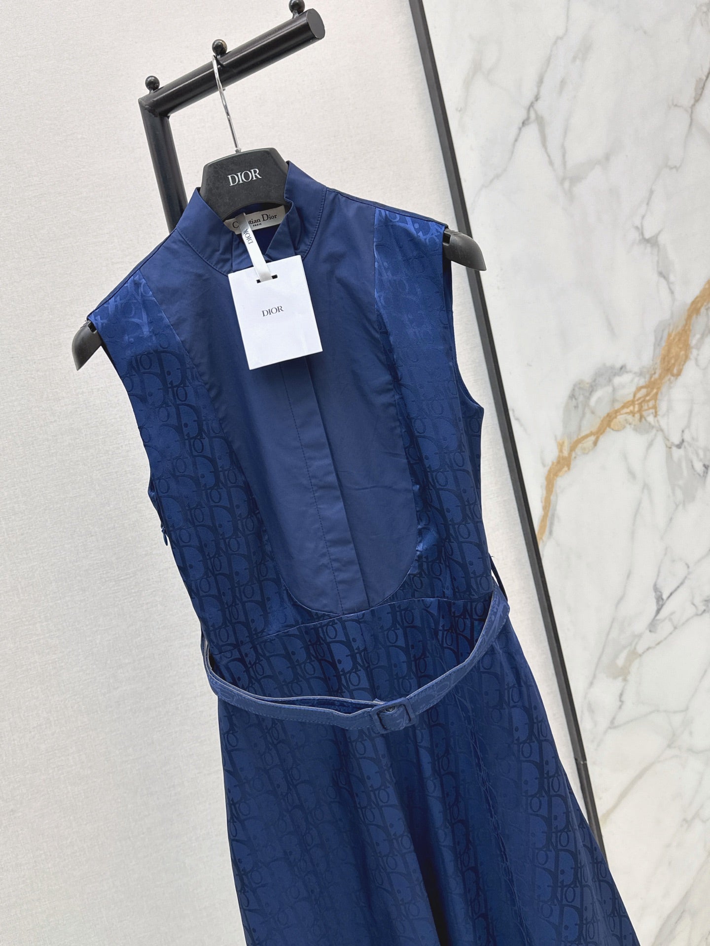 26SS NEW logo jacquard stand up collar long dress