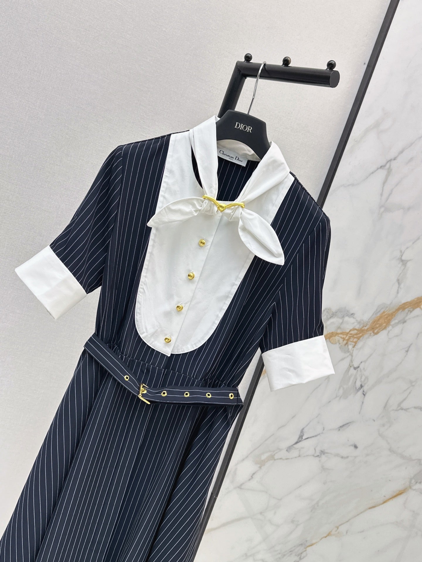 26SS NEW striped patchwork contrasting long dress