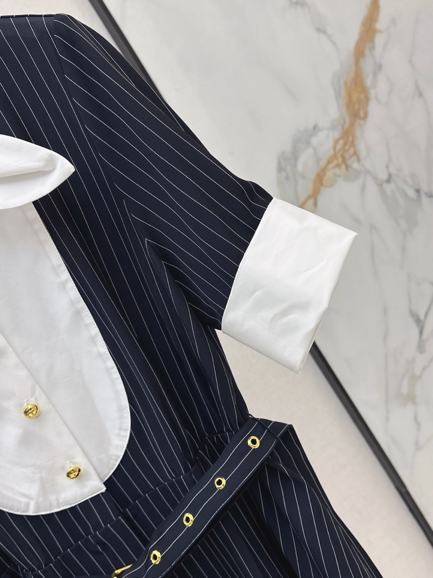 26SS NEW striped patchwork contrasting long dress