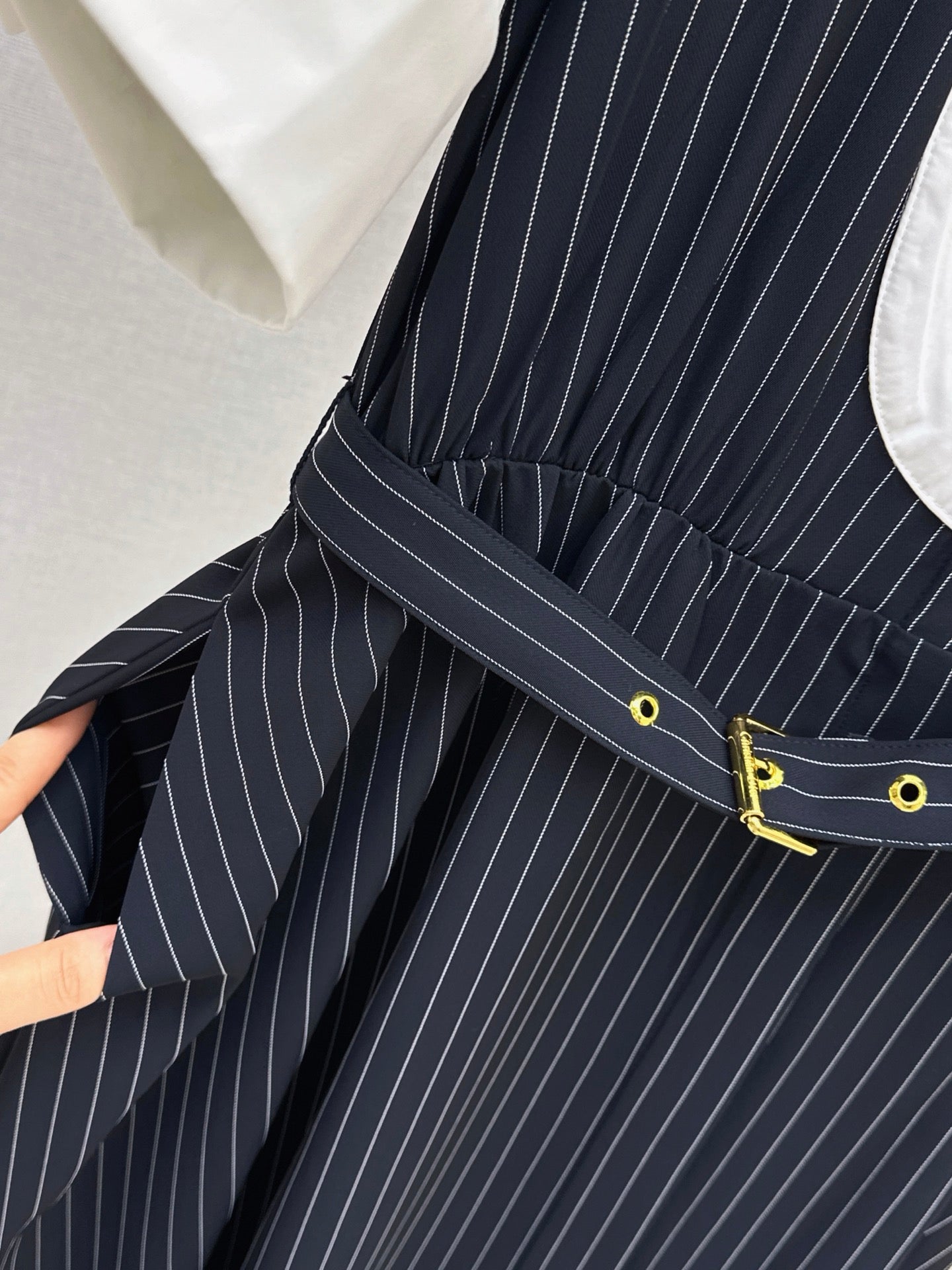 26SS NEW striped patchwork contrasting long dress