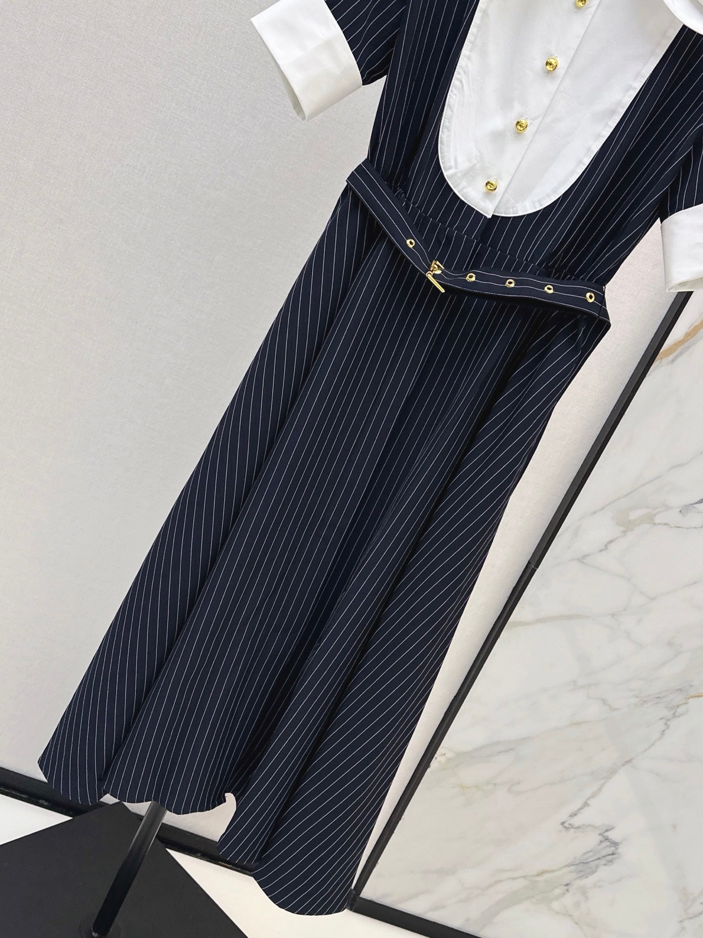 26SS NEW striped patchwork contrasting long dress
