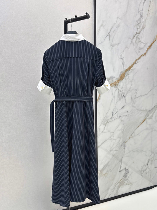 26SS NEW striped patchwork contrasting long dress