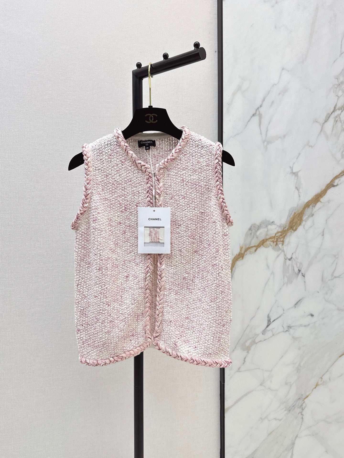 26SS NEW pony Fried Dough Twists binding knitting vest