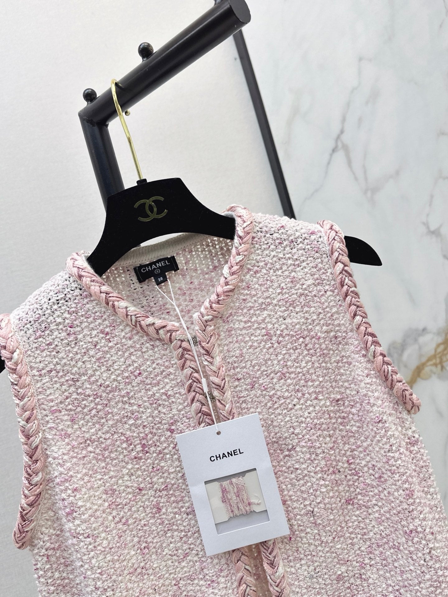 26SS NEW pony Fried Dough Twists binding knitting vest