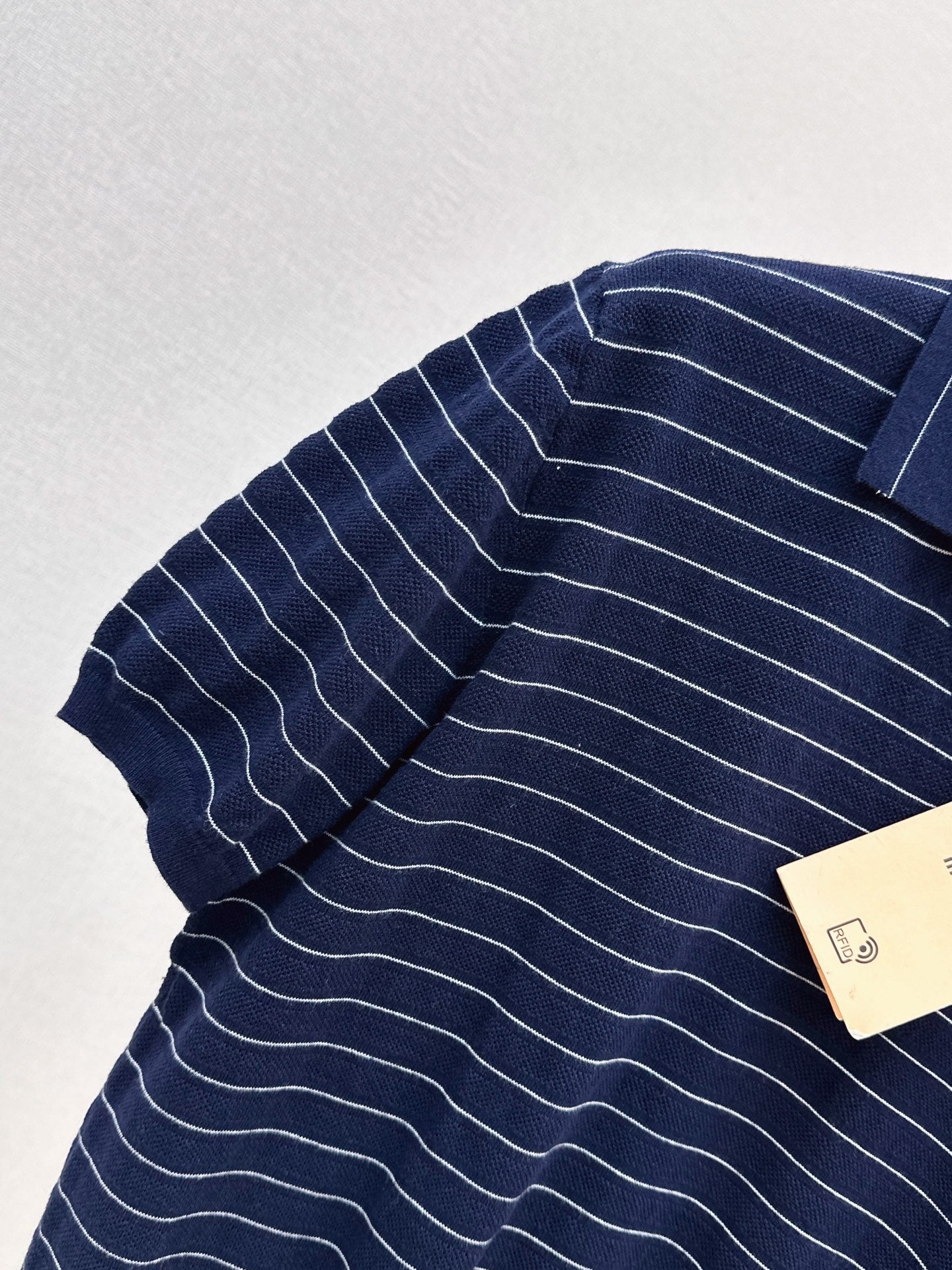 26SS NEW Summer navy blue striped Polo short sleeved sweater