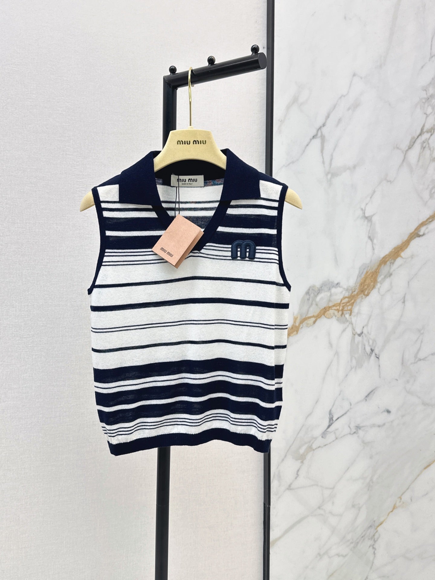 26SS NEW striped sleeveless knitted vest