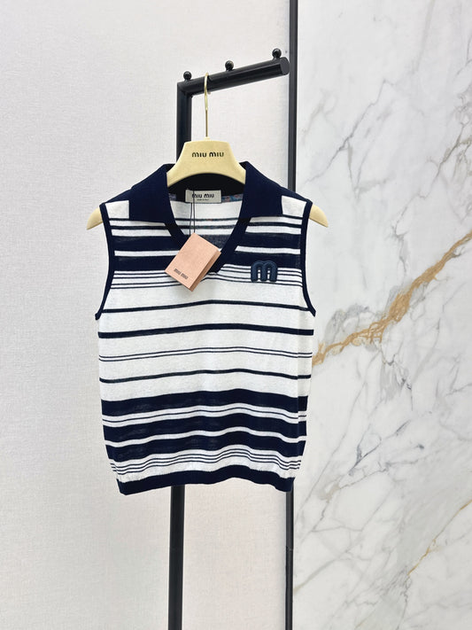 26SS NEW striped sleeveless knitted vest