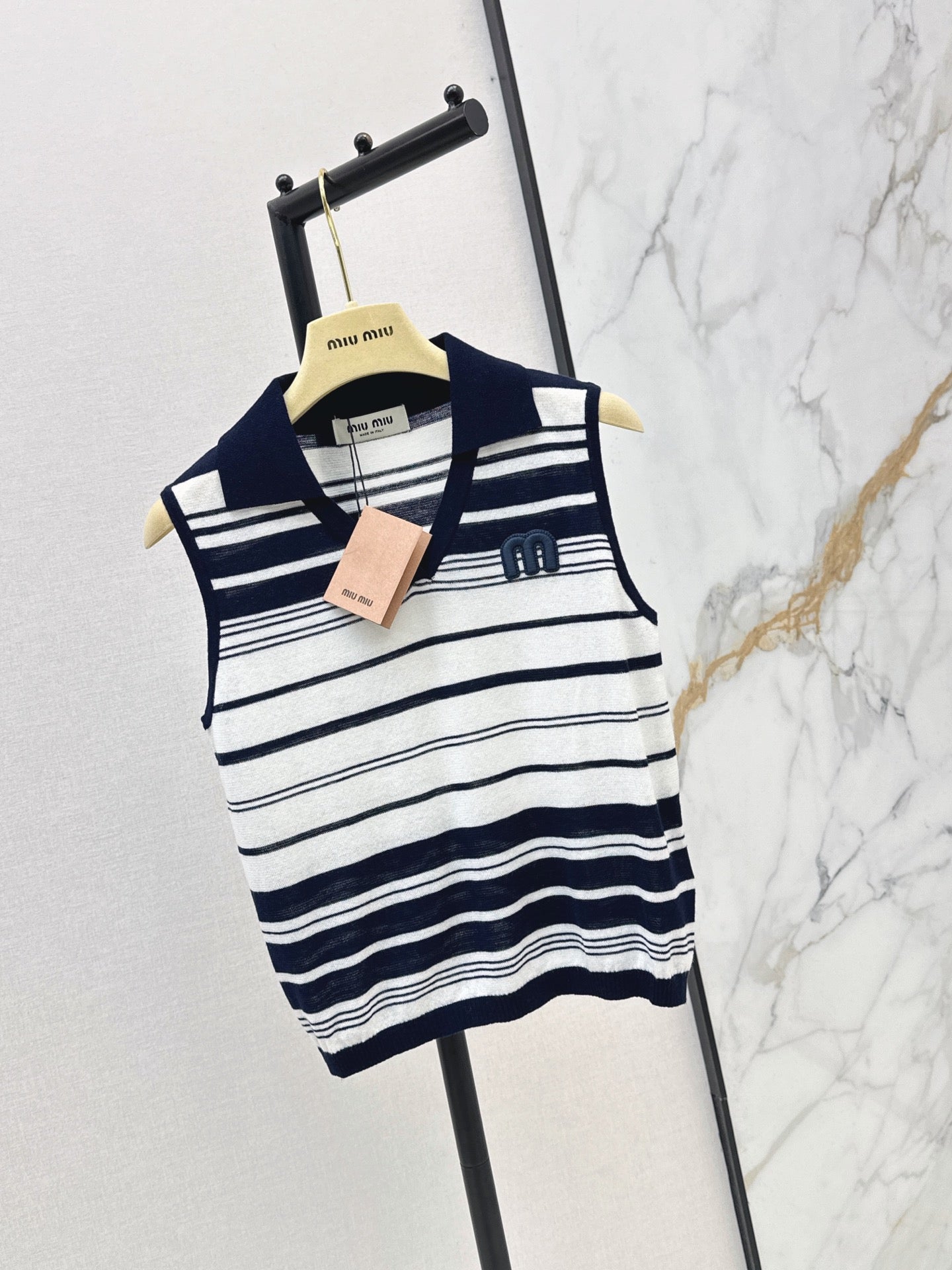 26SS NEW striped sleeveless knitted vest