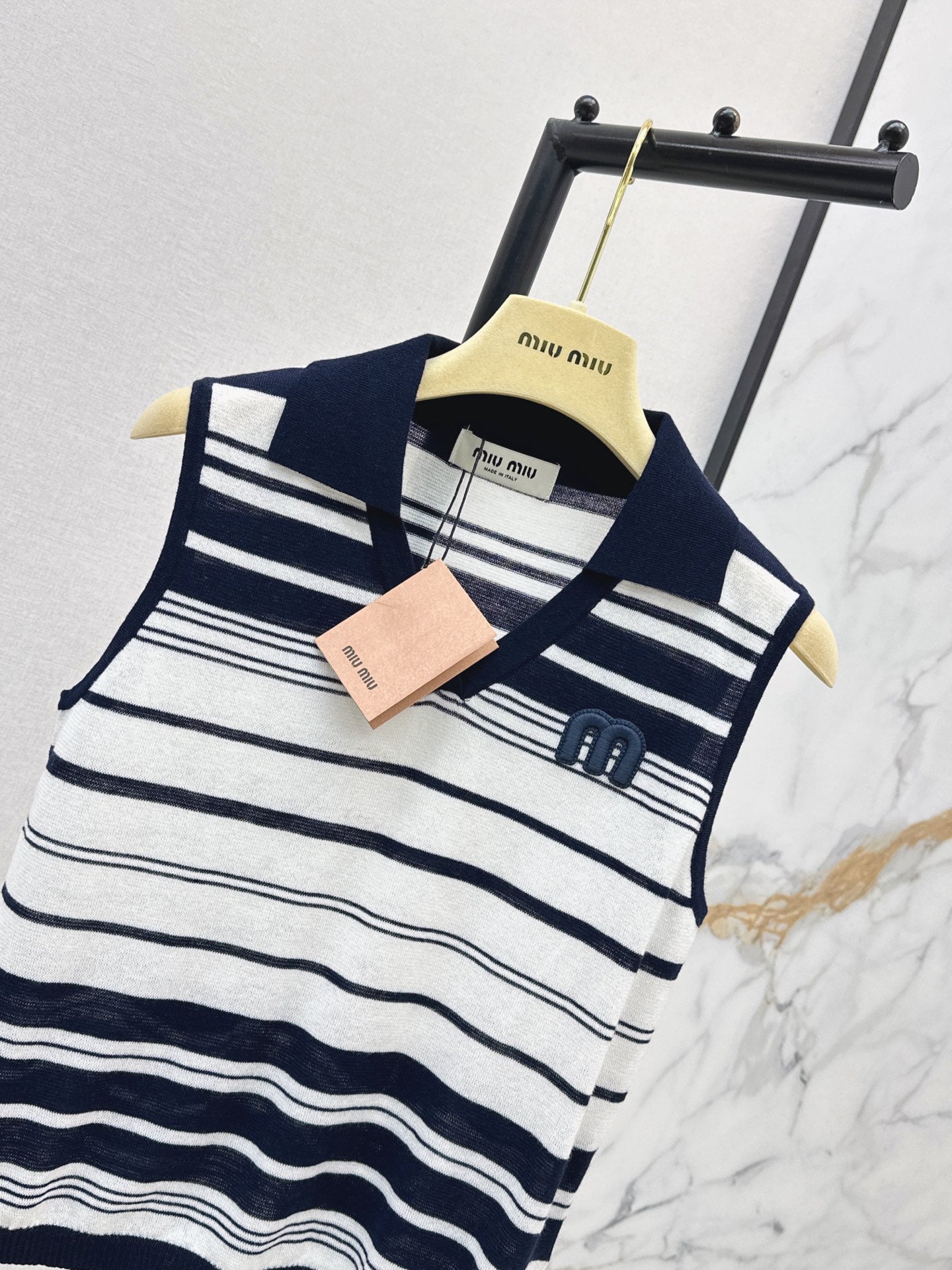 26SS NEW striped sleeveless knitted vest