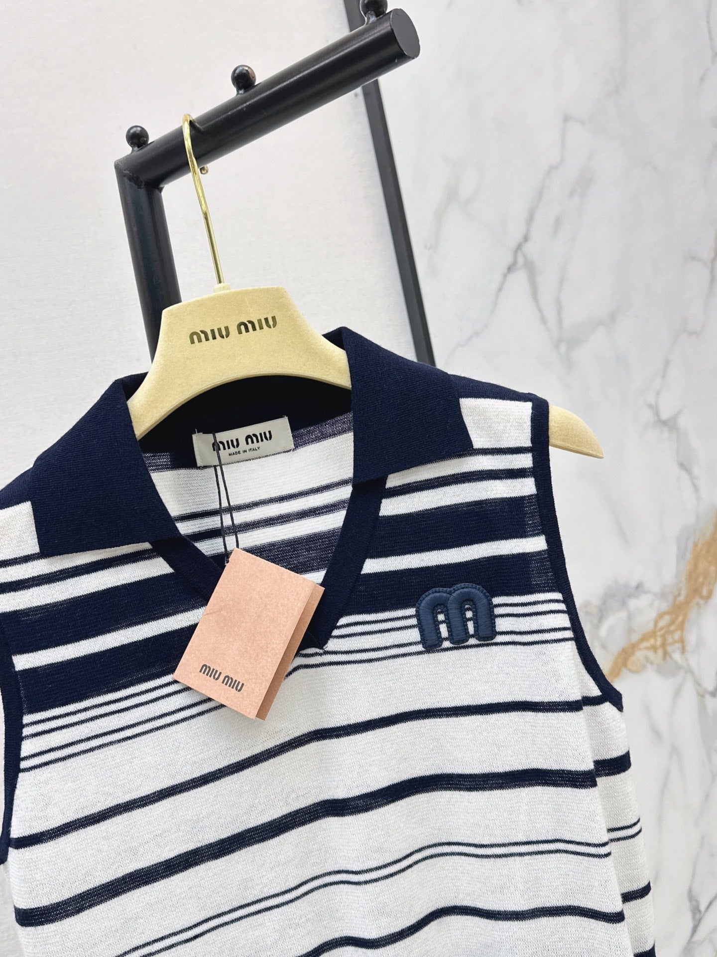 26SS NEW striped sleeveless knitted vest