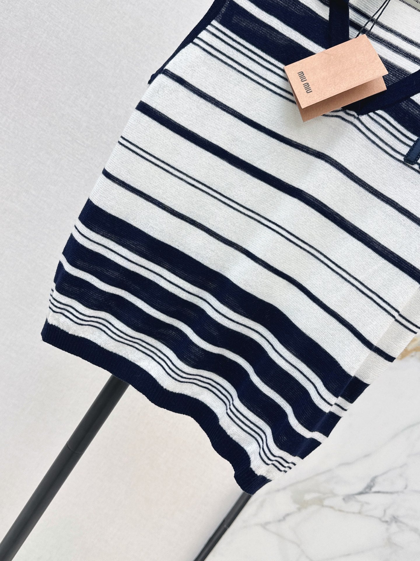 26SS NEW striped sleeveless knitted vest