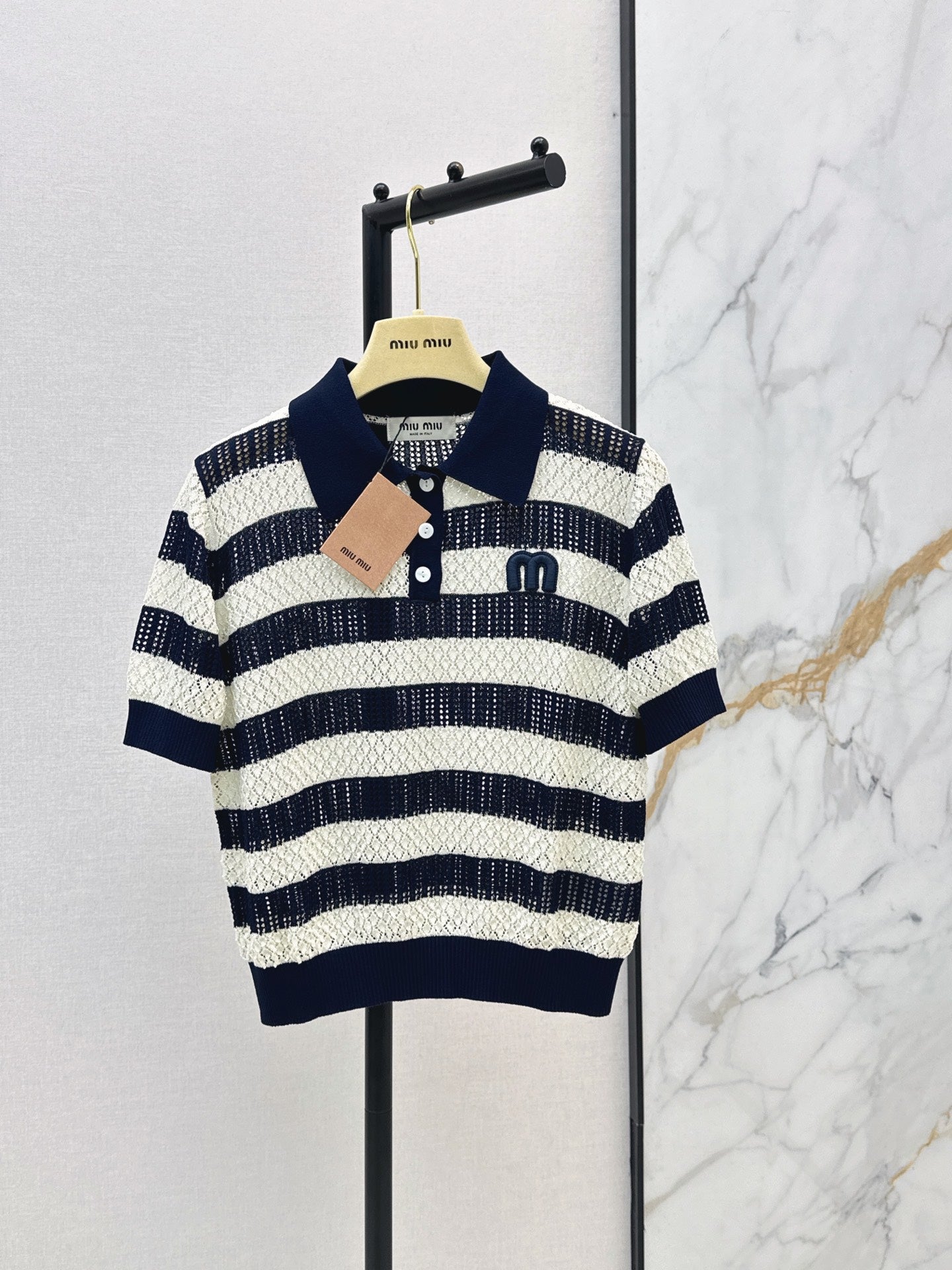26SS NEW striped knitted polo shirt