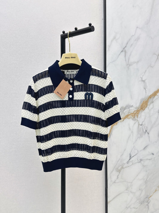 26SS NEW striped knitted polo shirt