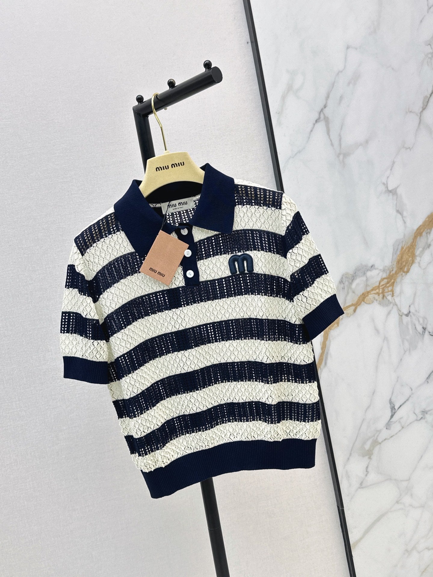 26SS NEW striped knitted polo shirt