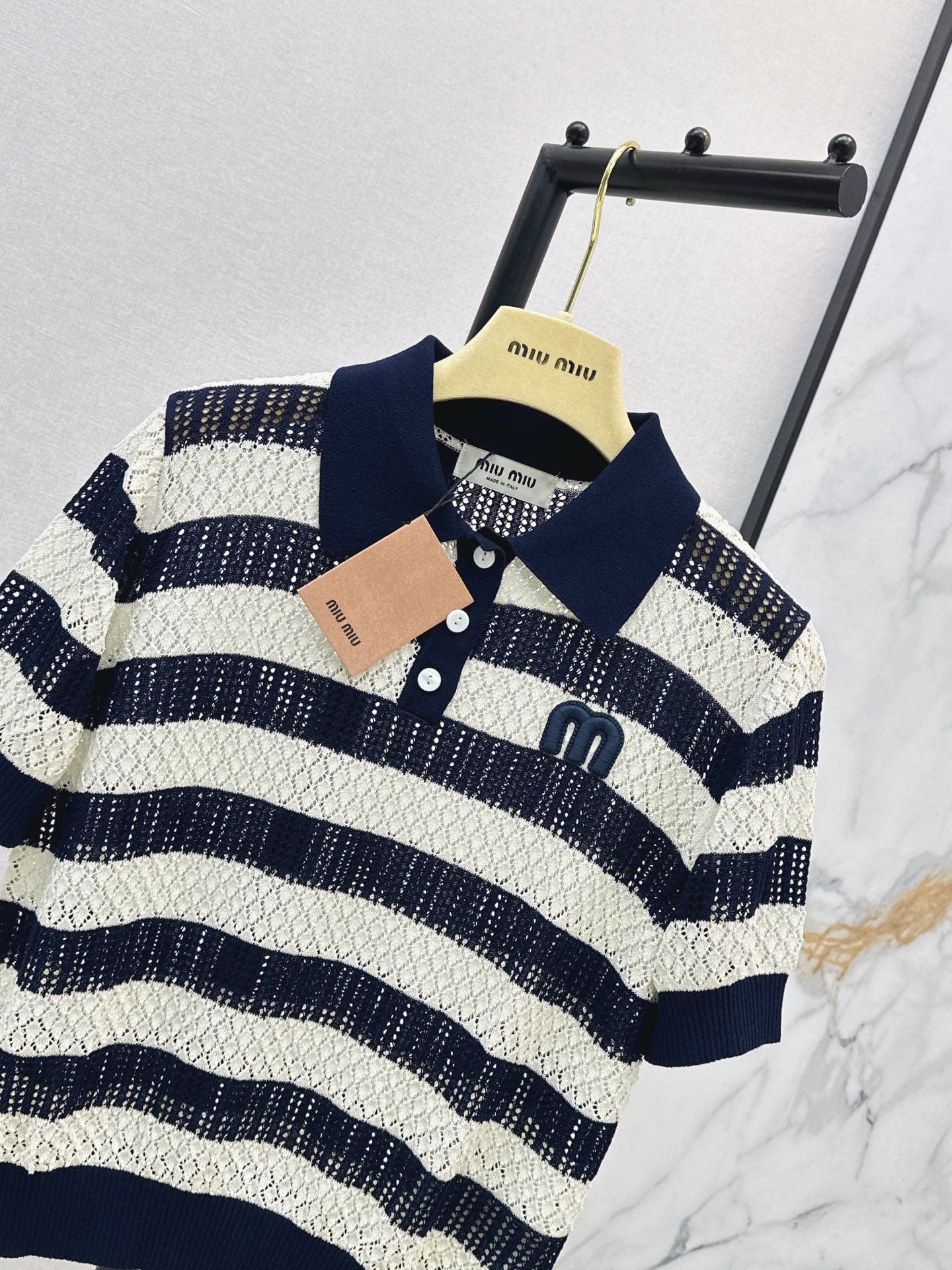 26SS NEW striped knitted polo shirt