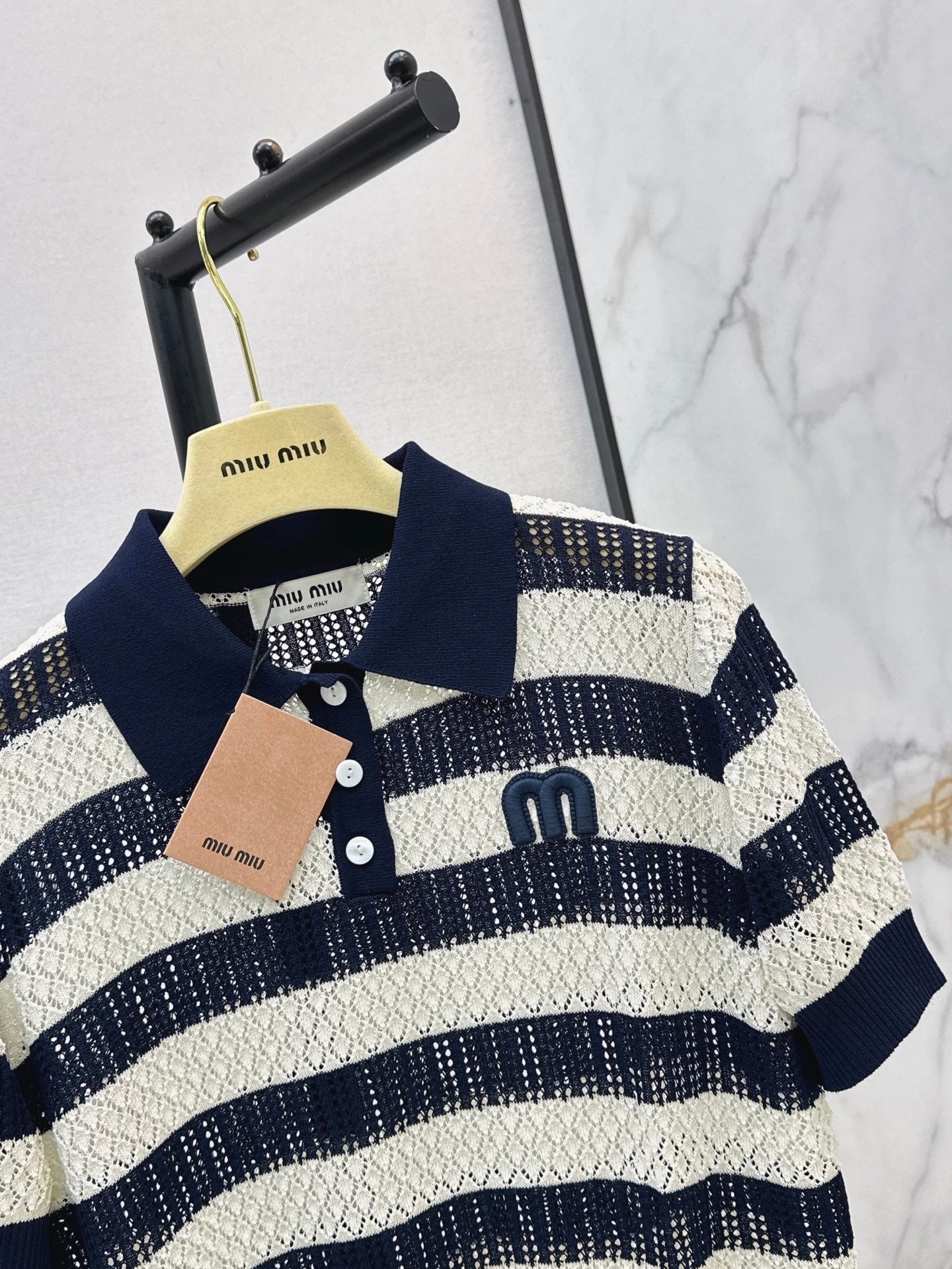 26SS NEW striped knitted polo shirt