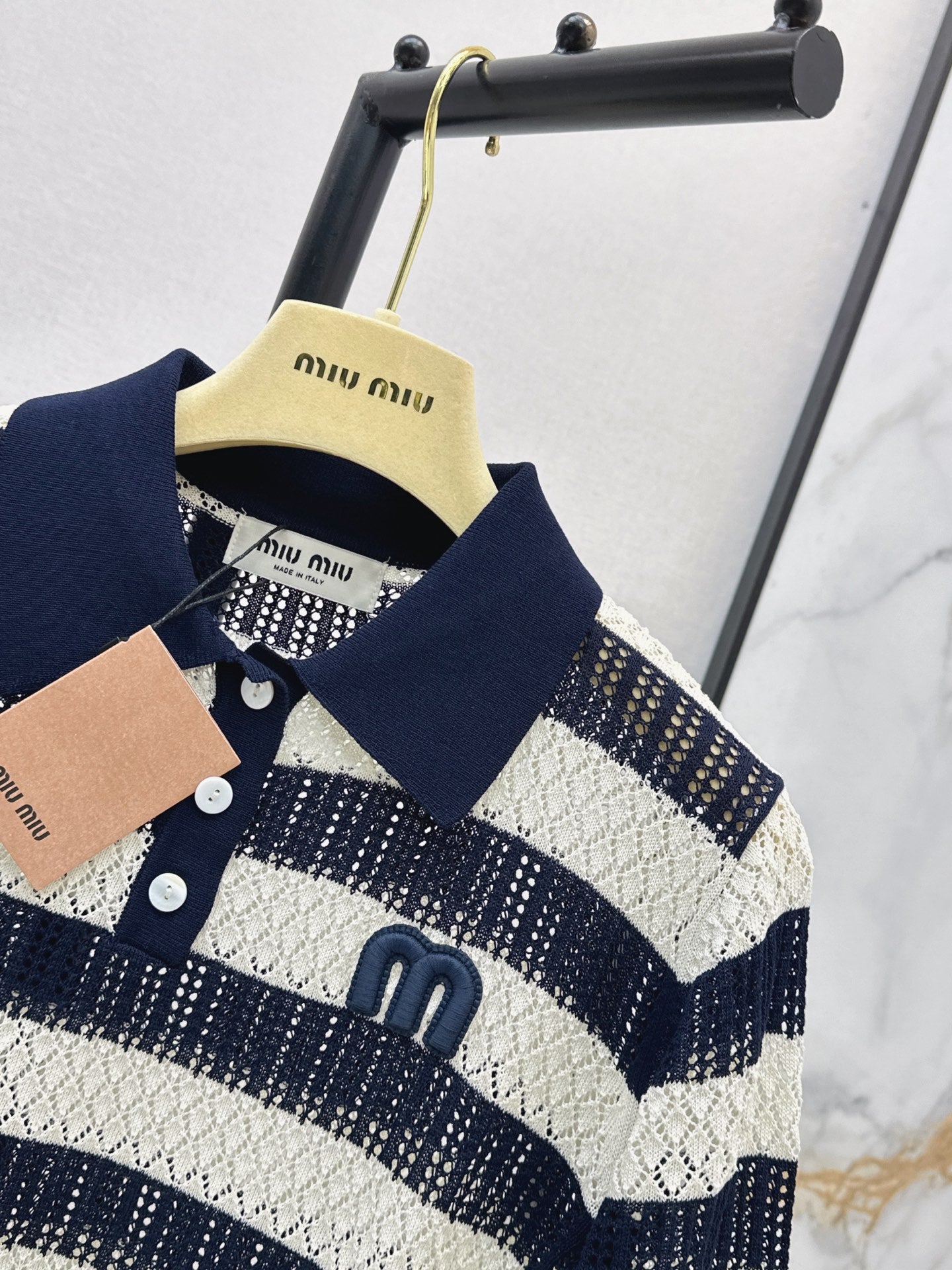 26SS NEW striped knitted polo shirt