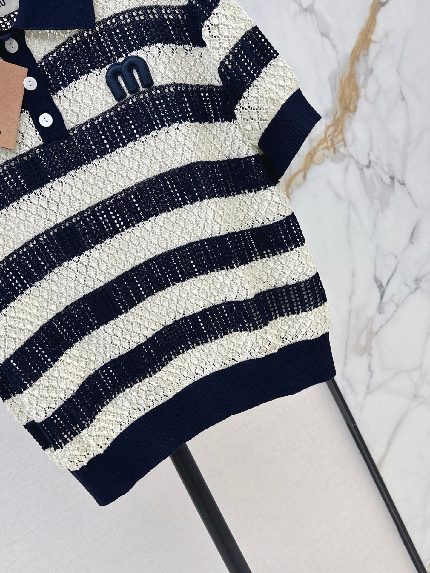 26SS NEW striped knitted polo shirt