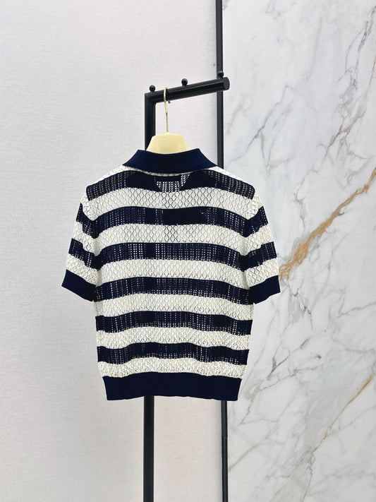 26SS NEW striped knitted polo shirt