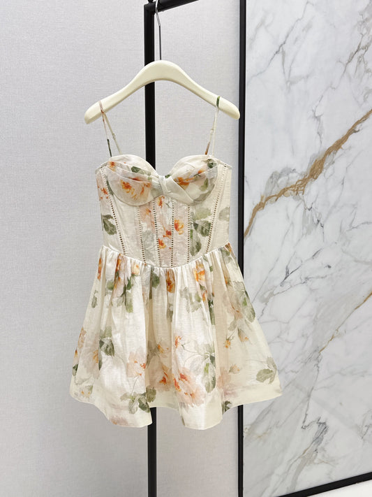 26SS NEW vacation style heavyweight strapless camisole dress