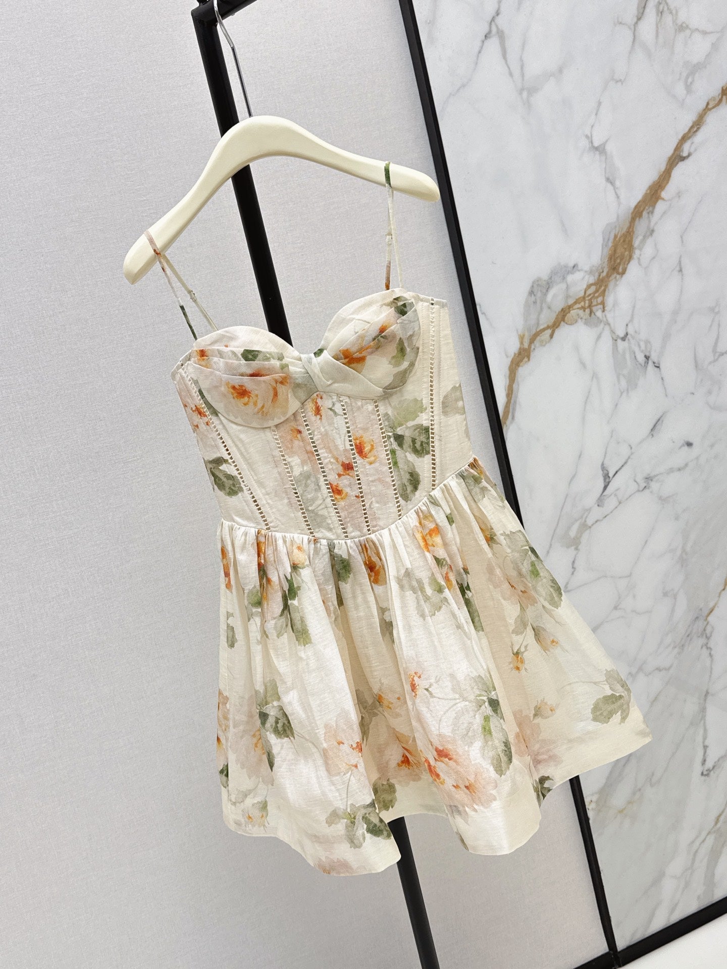 26SS NEW vacation style heavyweight strapless camisole dress