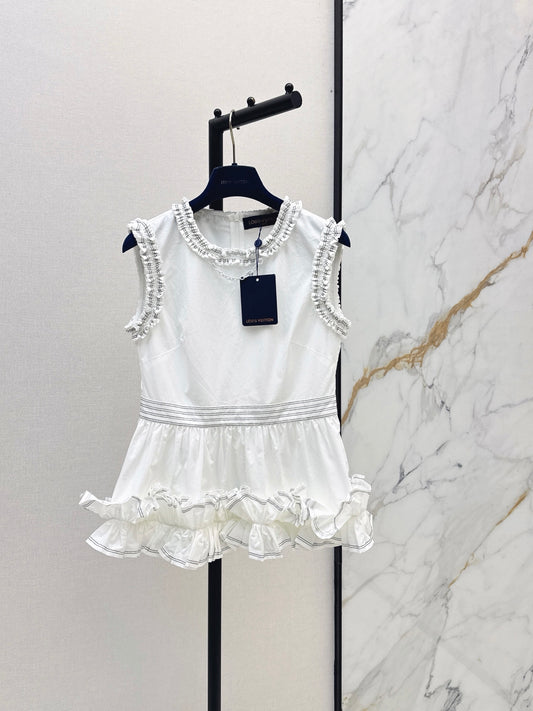 26SS NEW Sleeveless Top with Ruffled Hem