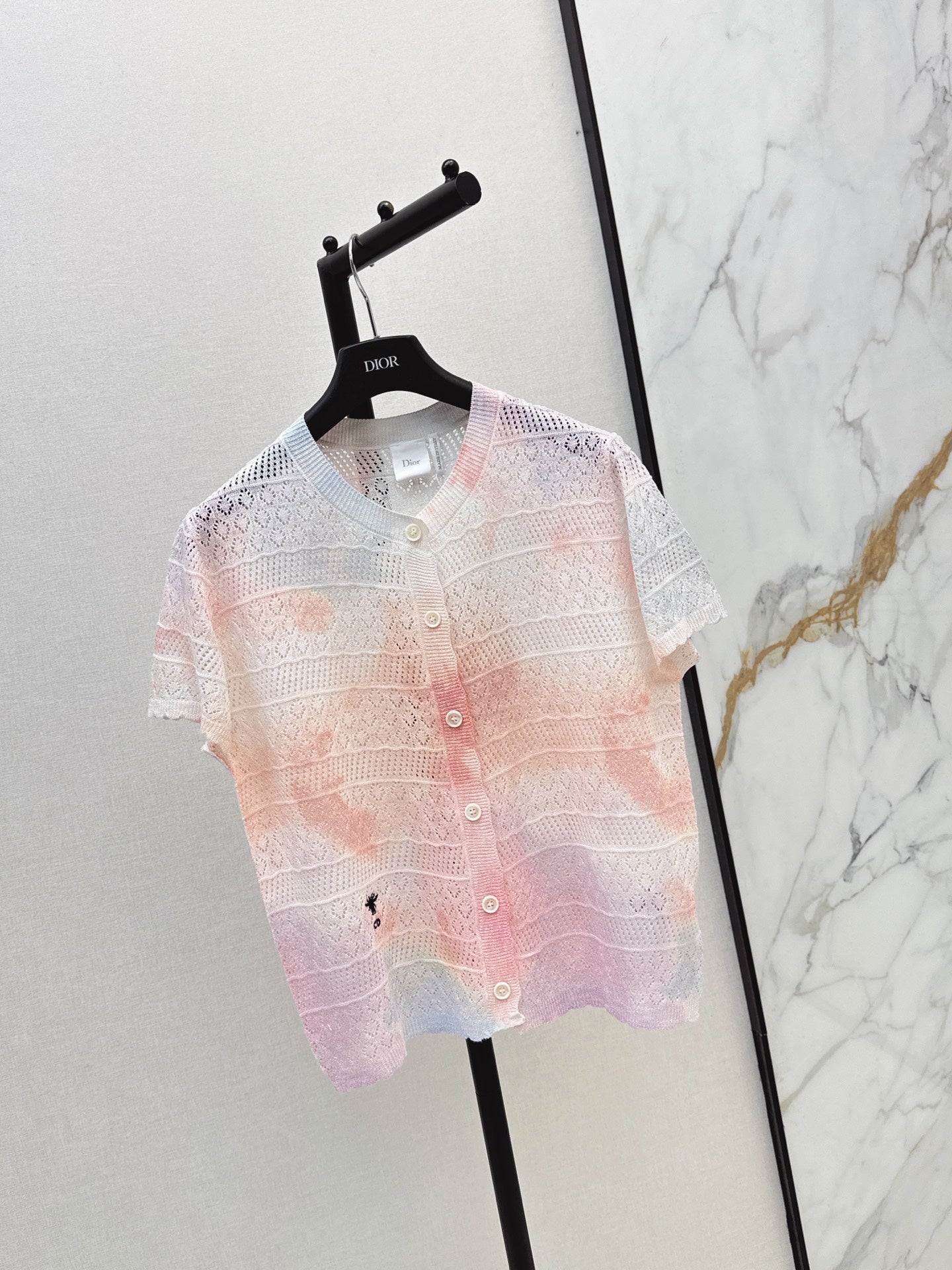 26SS NEW Gradient Round Neck Short Sleeve Knit Cardigan