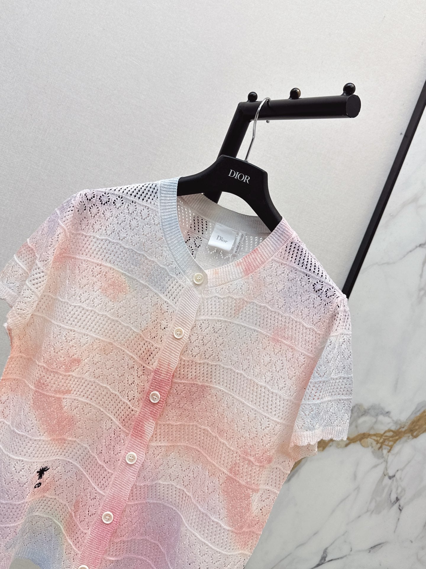 26SS NEW Gradient Round Neck Short Sleeve Knit Cardigan