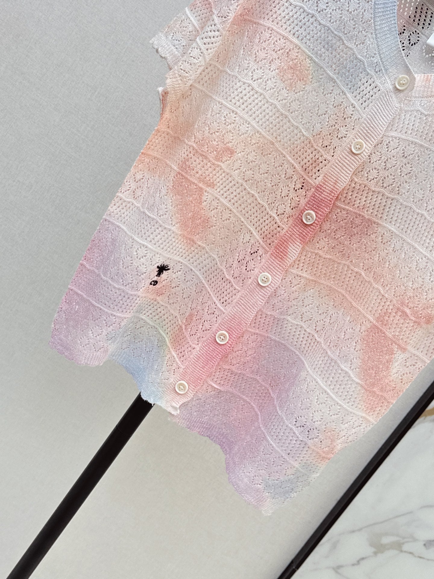 26SS NEW Gradient Round Neck Short Sleeve Knit Cardigan