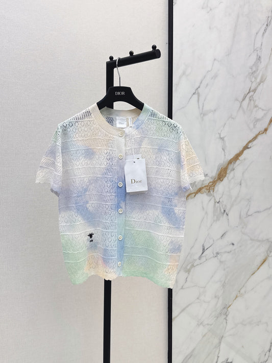 26SS NEW Gradient Round Neck Short Sleeve Knit Cardigan