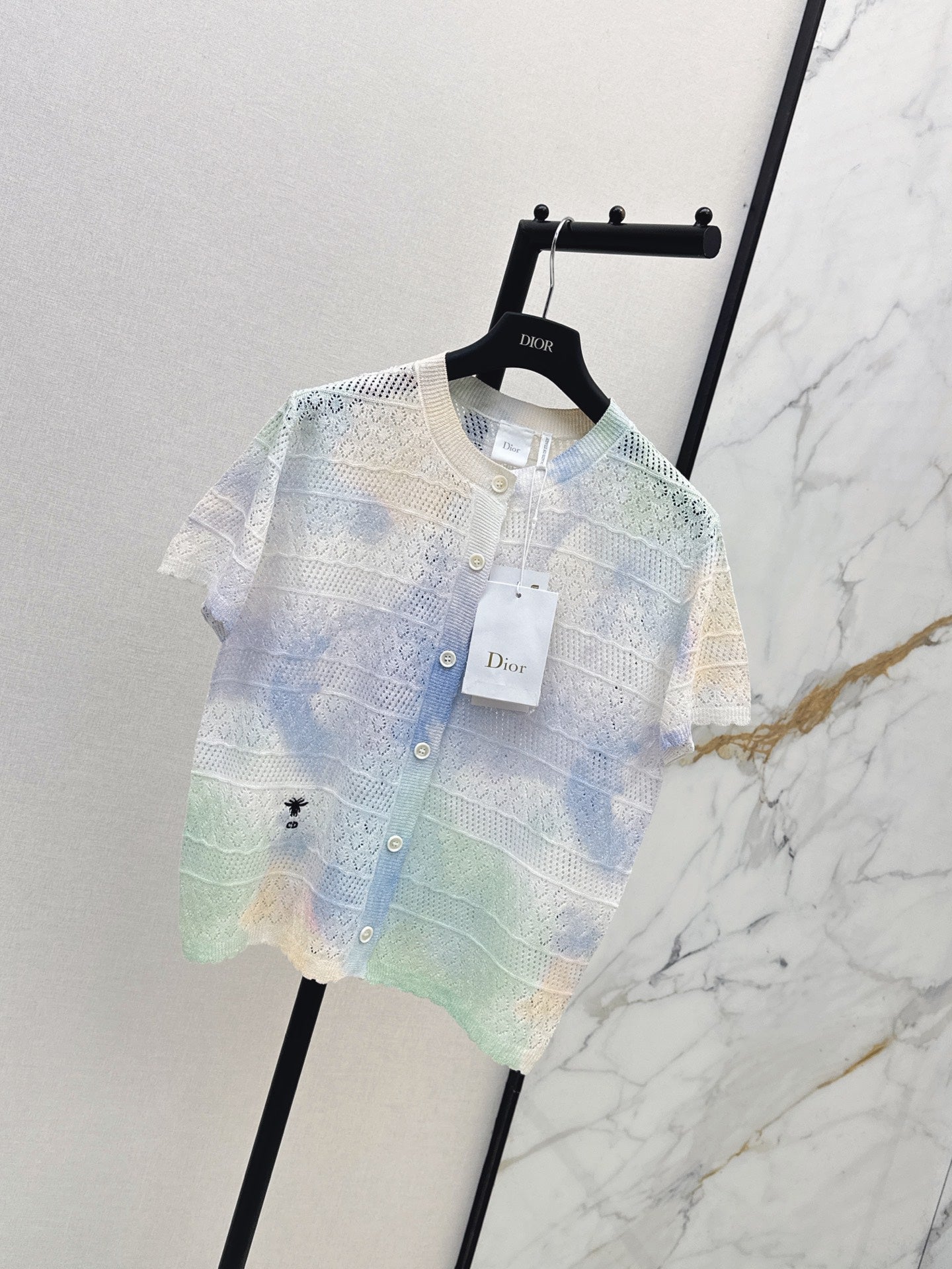 26SS NEW Gradient Round Neck Short Sleeve Knit Cardigan